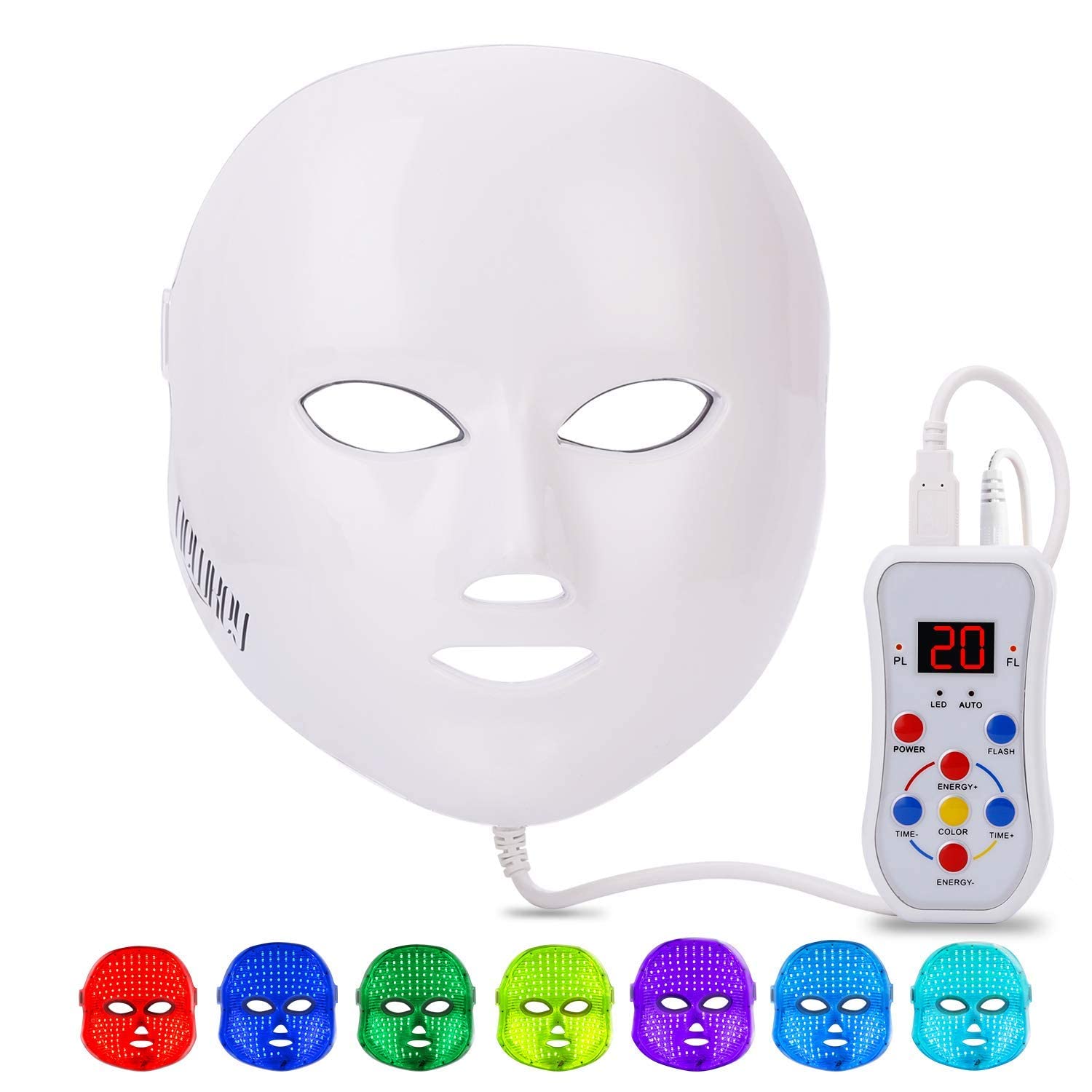 251119171010796_1 NEWKEY Led Face Mask Light Therapy, 7 Led Light Therapy Facial Skin Care Mask - Blue & Red Light for Acne Photon Mask - Korea PDT Technology for Acne Reduction - Image 1